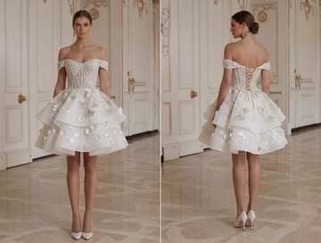 Mini Bridal Dress With Off Shoulder Party Style
