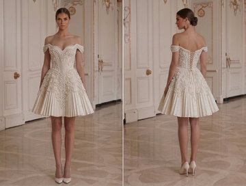 Mini Bridal Dress With Pearl Embellishment Bridal