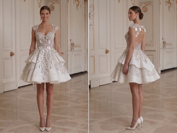 Mini Bridal Dress With Short Train Party Bridal