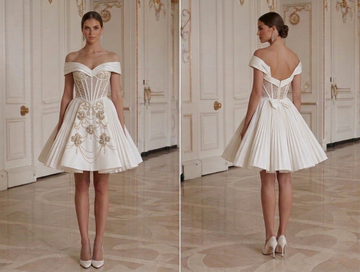 Mini Bridal Dress With Structured Bodice Party Style