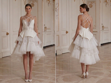 Mini Bridal Dress With Tulle Skirt Party Bridal
