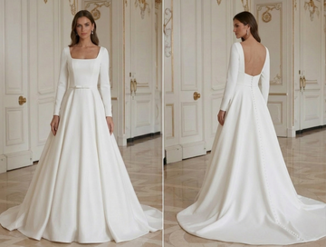 Minimalistisk modern brudklänning enkel elegant brud