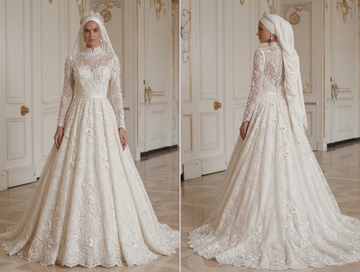 Minimalistisk muslimsk brudekjole, ren og elegant stil