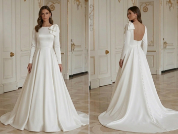 Minimalistisches Brautkleid glatter Satin-Brautstil