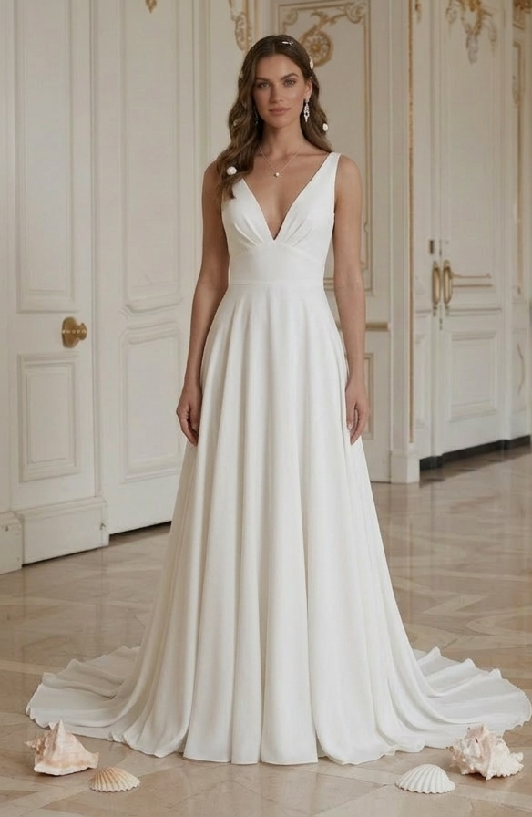 Rochie de mireasă modernă pentru plajă Elegantă și curată