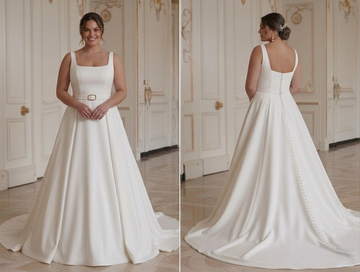 Moderne Chic Bruidsjurk Voor Ronde Bruid Elegante Minimalistische Ontwerp