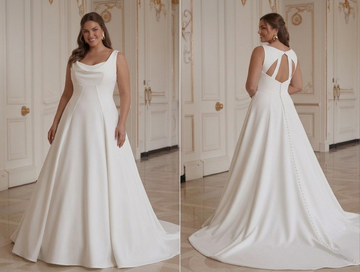 Vestido de novia moderno de crepé para novia curvilínea Estilo nupcial minimalista