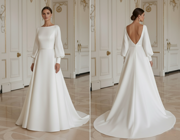 Modern Minimalist Wedding Dress Clean Silhouette Bridal