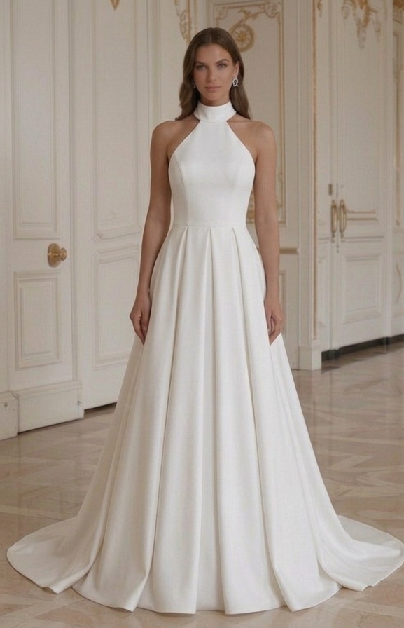 Moderne Minimalistische Bruidsjurk Hedendaags Elegant