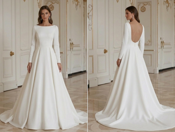 Moderne minimalistisk brudekjole i crepe elegant brudekjole