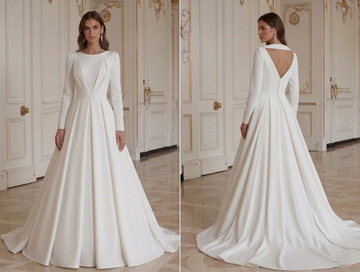 Modern Minimalist Wedding Dress Custom Made Bridal