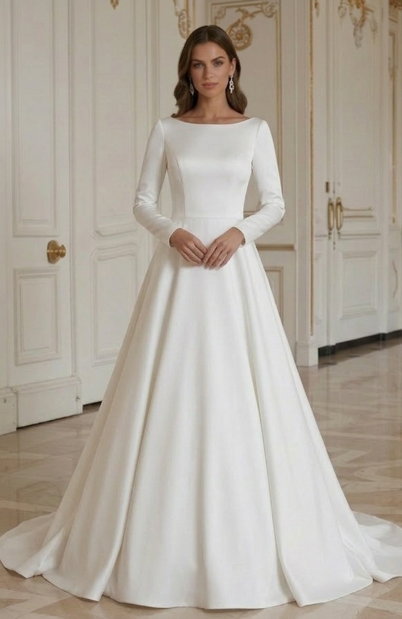 Moderne Minimalistische Bruidsjurk Elegante Rugdetail