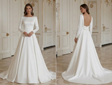 Modern Minimalist Wedding Dress Elegant Back Detail