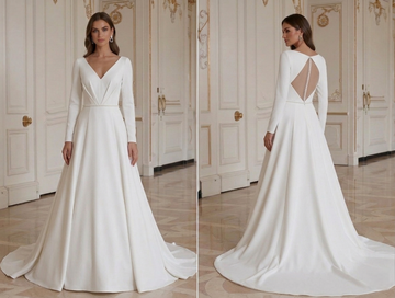 Robe de Mariée Moderne Minimaliste Détail Élégant au Dos
