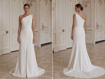 Vestido de Noiva Minimalista Moderno Feminino Ajuste Minimalista
