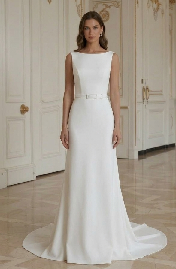 Moderne Minimalistische Bruidsjurk Vrouwelijke Eenvoudige Stijl