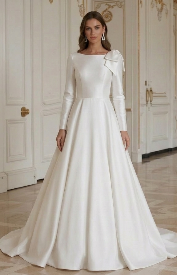 Modernes minimalistisches Brautkleid für standesamtliche Trauung