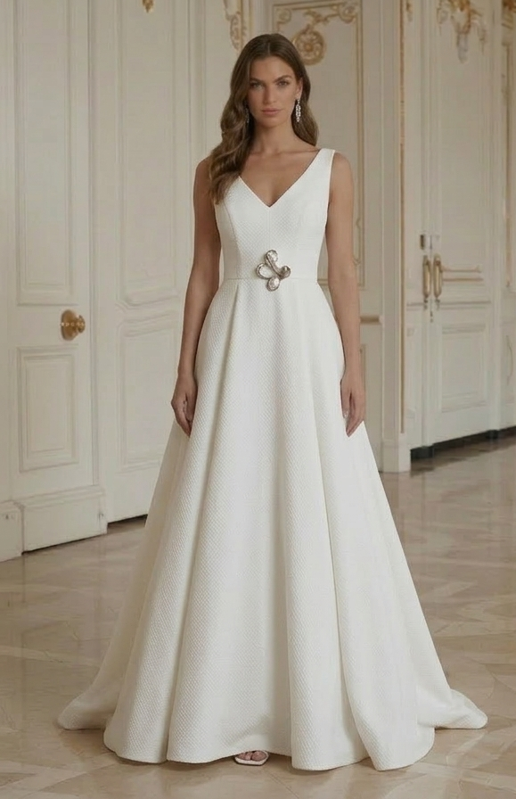 Modernes minimalistisches Brautkleid für zeitgenössische Hochzeit