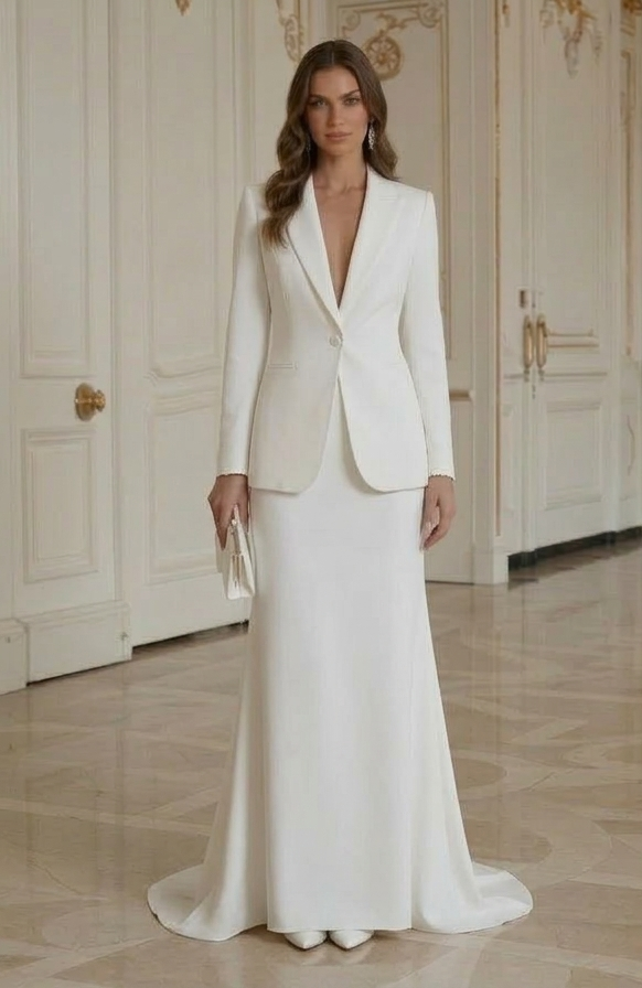 Modernes minimalistisches Brautkleid für Braut am Gericht