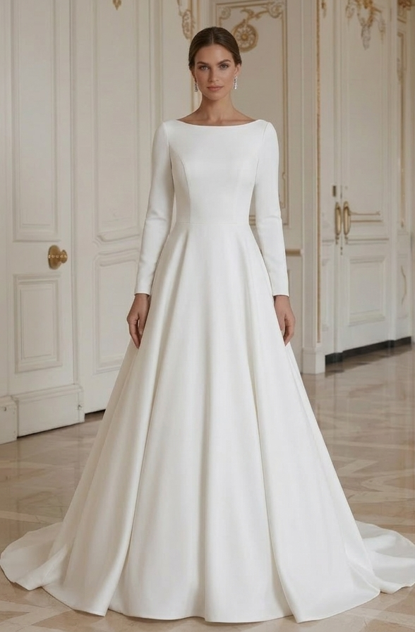 Moderne Minimalistische Bruidsjurk Voor Elegante Ceremonie