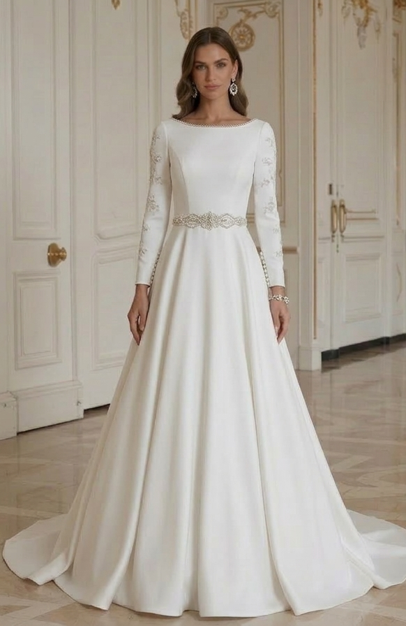 Moderne Minimalistische Bruidsjurk Voor Elegante Bruiloft
