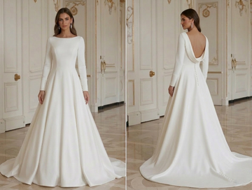 Modern Minimalist Wedding Dress For Fall Wedding