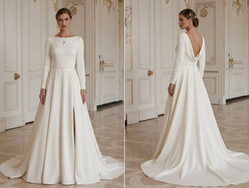 Modern Minimalist Wedding Dress For Fall Wedding