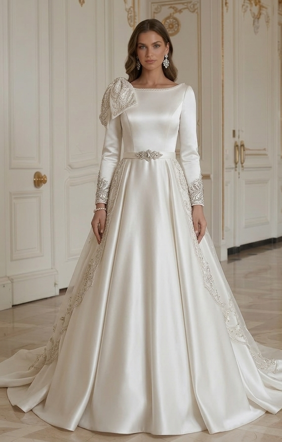 Modernes minimalistisches Brautkleid für formelle Brautveranstaltung