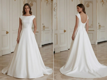 Rochie de mireasă modernă minimalistă pentru nuntă intimă