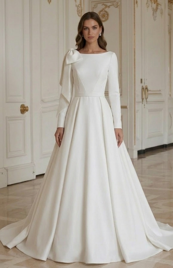 Modernes minimalistisches Brautkleid für Luxushochzeit