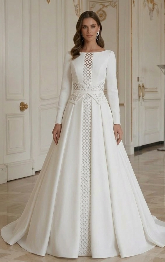 Modernes minimalistisches Hochzeitskleid für moderne Zeremonie
