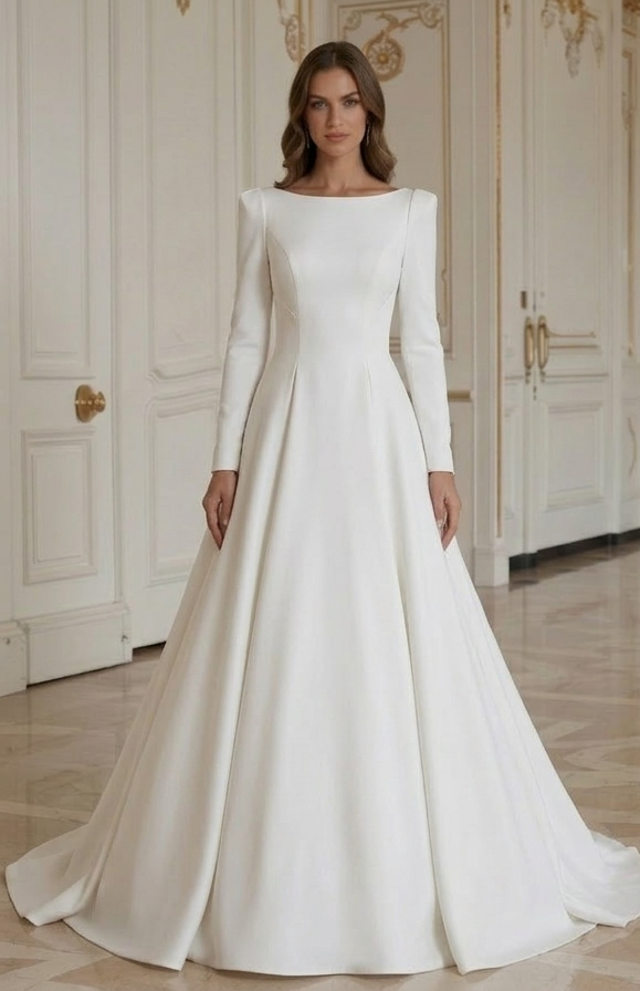 Moderne minimalistische trouwjurk voor moderne luxe bruiloft
