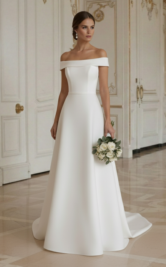 Moderne Minimalistische Bruidsjurk Voor Receptie