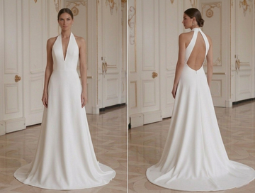 Modern Minimalist Wedding Dress For Slim Bride