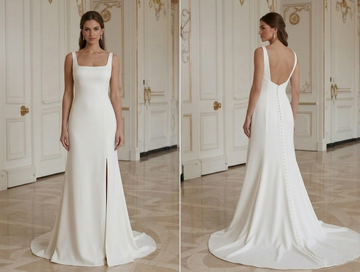 Modernes minimalistisches Brautkleid für Sommerhochzeit