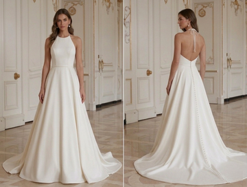 Modernes minimalistisches Hochzeitskleid für Sommerhochzeiten