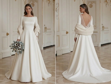 Modern Minimalist Wedding Dress For Winter Wedding