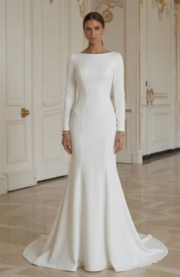 Moderne Minimalistische Bruidsjurk Moderne Chique Stijl