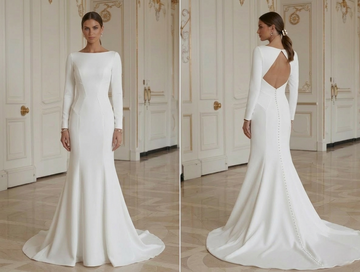 Moderne minimalistisk brudekjole med moderne, chic stil