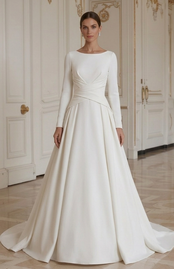 Moderne Minimalistische Bruidsjurk Moderne Luxe Stijl