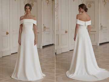 Moderne Minimalistische Off-Shoulder Bruidsjurk Minimalistisch