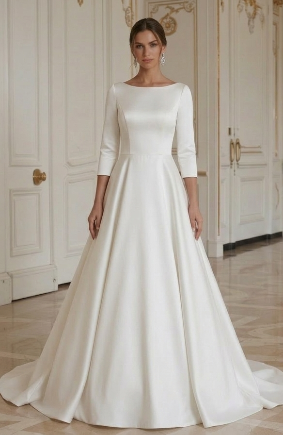 Moderne Minimalistische Bruidsjurk Old Money Elegante Stijl