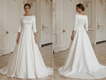 Modern Minimalist Gelinlik Eski Para Zarif Stil