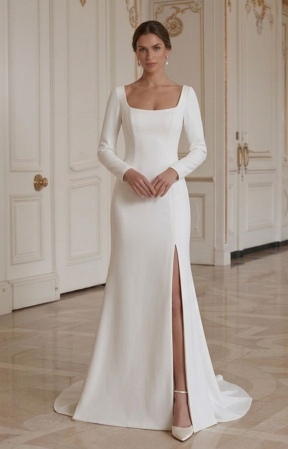 Moderne Minimalistische Bruidsjurk Old Money Stijl