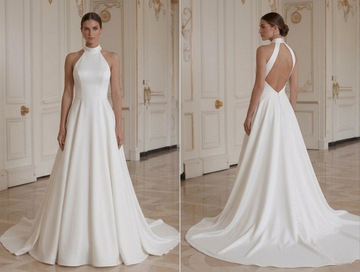 Modern Minimalist Wedding Dress Open Back Style
