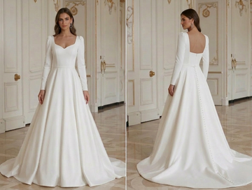 Modern Minimalist Wedding Dress Plain Elegant Bridal