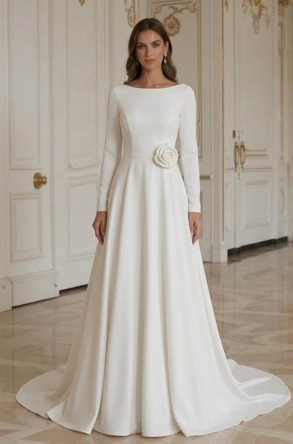 Moderne Minimalistische Bruidsjurk Romantische Minimalistische Stijl