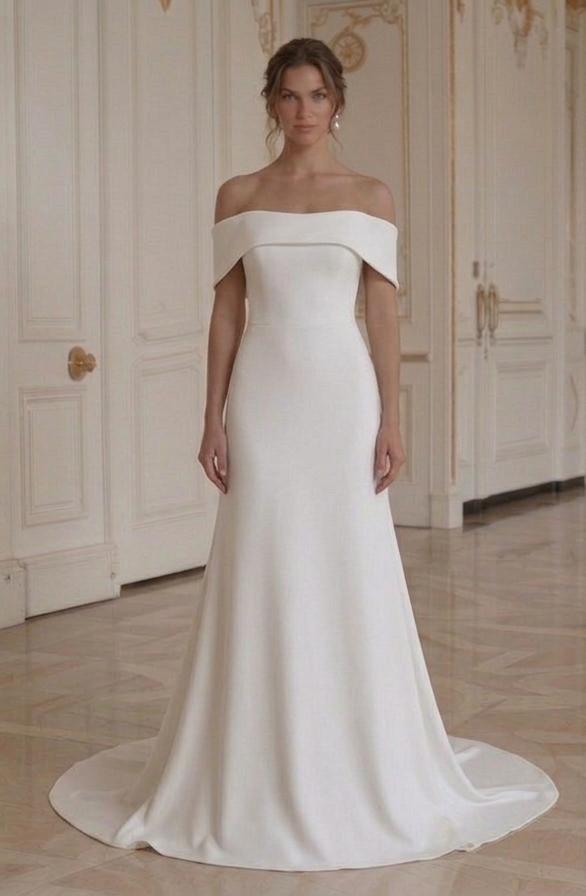 Moderne Minimalistische Bruidsjurk Romantische Minimalistische Stijl