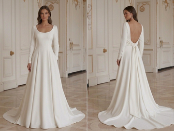 Modernes minimalistisches Brautkleid mit Rundhalsausschnitt