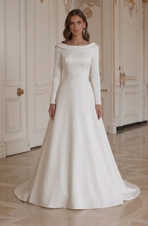 Moderne Minimalistische Bruidsjurk Eenvoudige Koninklijke Stijl